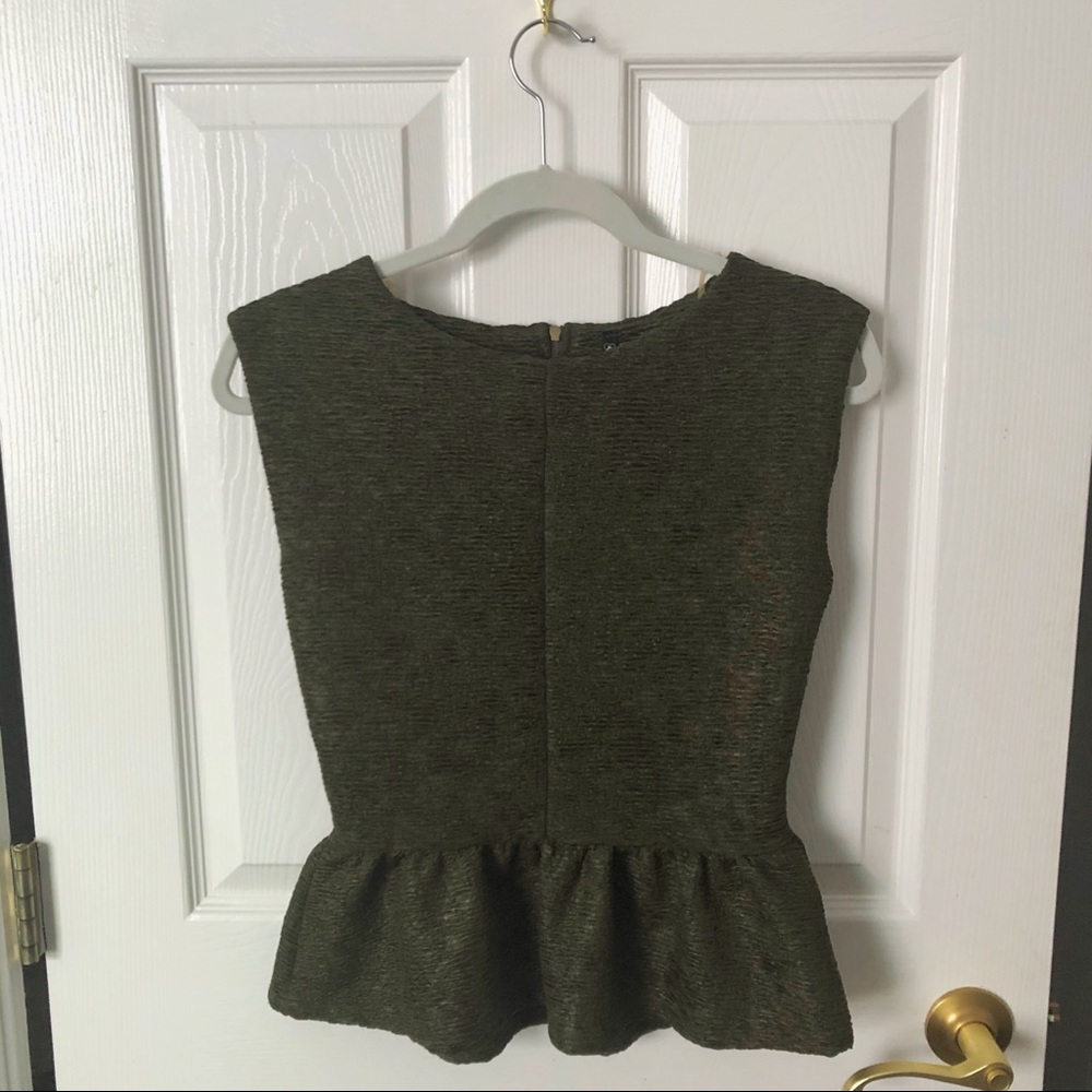 Olive green peplum top Size S